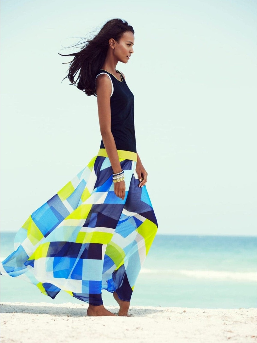 Ann Taylor Multicolor Skirt - Blue, Yellow, White